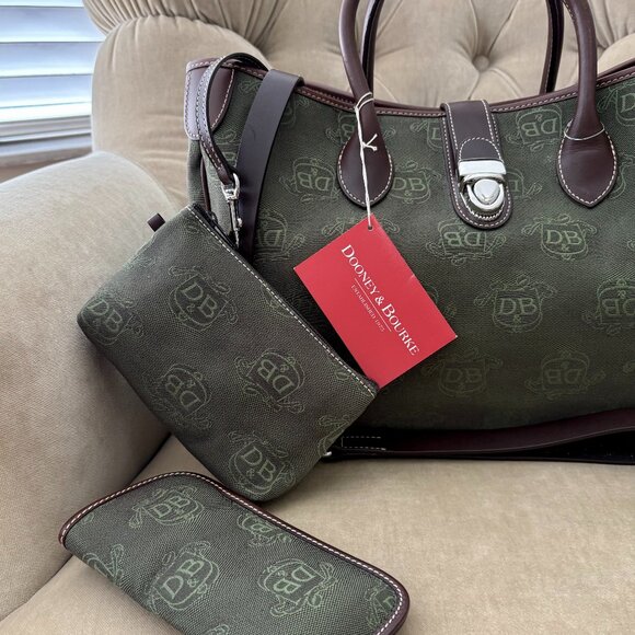 NEW Auth DOONEY & BOURKE Donegal Cresy Double Handle Satchel Tote Bag - Picture 3 of 8